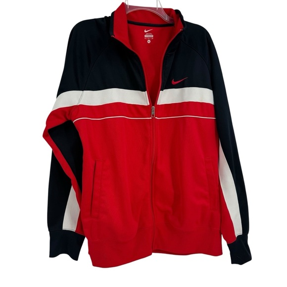 Nike Full Zip Training Track Jacket Men's Size XL black white Red Pockets - Picture 1 of 11